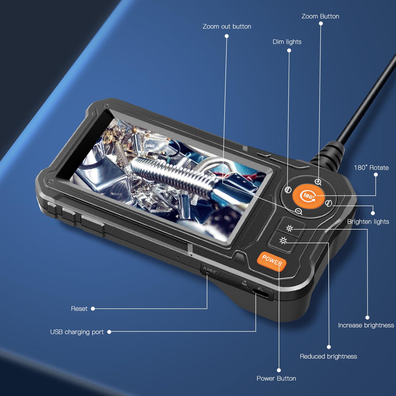 Endoscope Camera with Light - 4.3" LCD Screen Inspection Cameras,IP67 Waterproof Borescope with 8 Adjustable LED Lights,HD 1080P Endoscope Camera 16.5ft Semi-Rigid Cord,gifts for men tools and gadgets Grand 30-(2024 version)