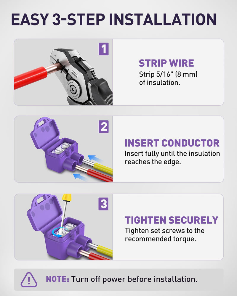 2-Port Aluminum-to-Copper Wire Connectors, 10 Pack Screw Terminal Electrical Wire Connectors, Pre-Filled with Oxide Inhibitor for Solid & Stranded Wires, Residential & Industrial Wiring