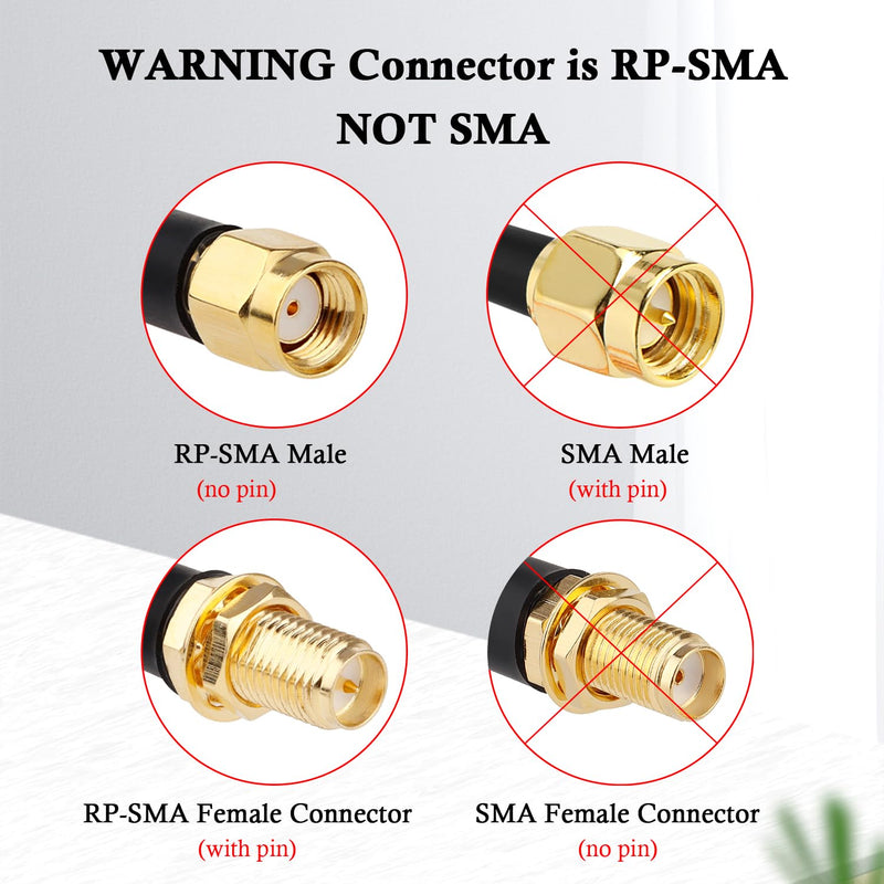 RP-SMA Male to RP-SMA Female Bulkhead Cable 2FT 2PCS, RG58 Coaxial Cable with Panel Mount, Gold Plated Connector, Low Loss RF Extension Cable for WiFi Antenna, Router, FPV, SDR
