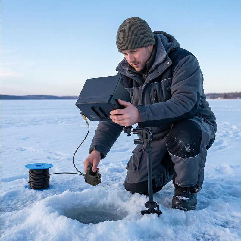 Underwater Fishing Camera with Infrared Night Vision, IP67 Waterproof Portable Fish Finder for Ice Fishing, Kayak, Boat, River & Lake 30M