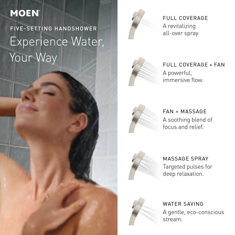 Moen Chrome Handheld That Saves Hot Water with Eco-Performance and Magnetic Docking System, 230H2EP