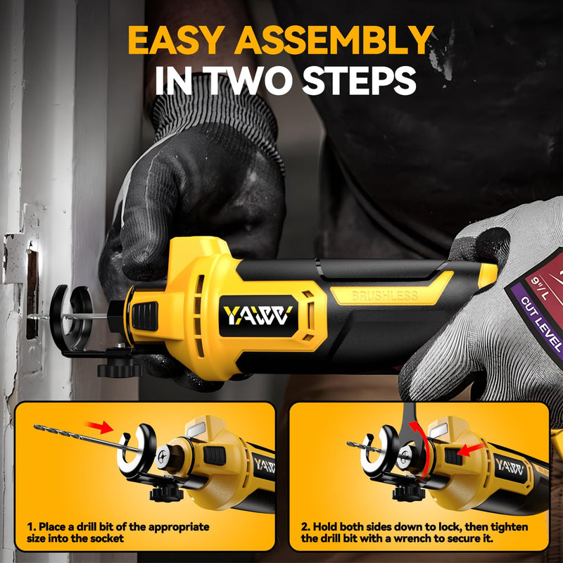 Cordless Drywall Cut-Out Tool for Dewalt 20V Battery, 3 Speed Adjustable Brushless Rotary Saw with Up to 30000 RPM, Compact Spiral Saw Kit for Cutting Wood Drywall,Sheetrock,Wood, (Bare Tool Only) For De-Walt