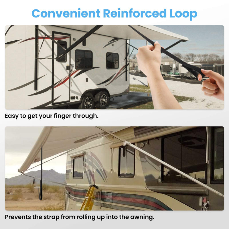 BougeRV RV Awning Pull Straps, 9.8FT (118 Inches) Upgraded RV Camper Awning Parts Pull Down Straps Fits for RV/Travel Trailer/Camper Awning RV Accessories (2 Pack)