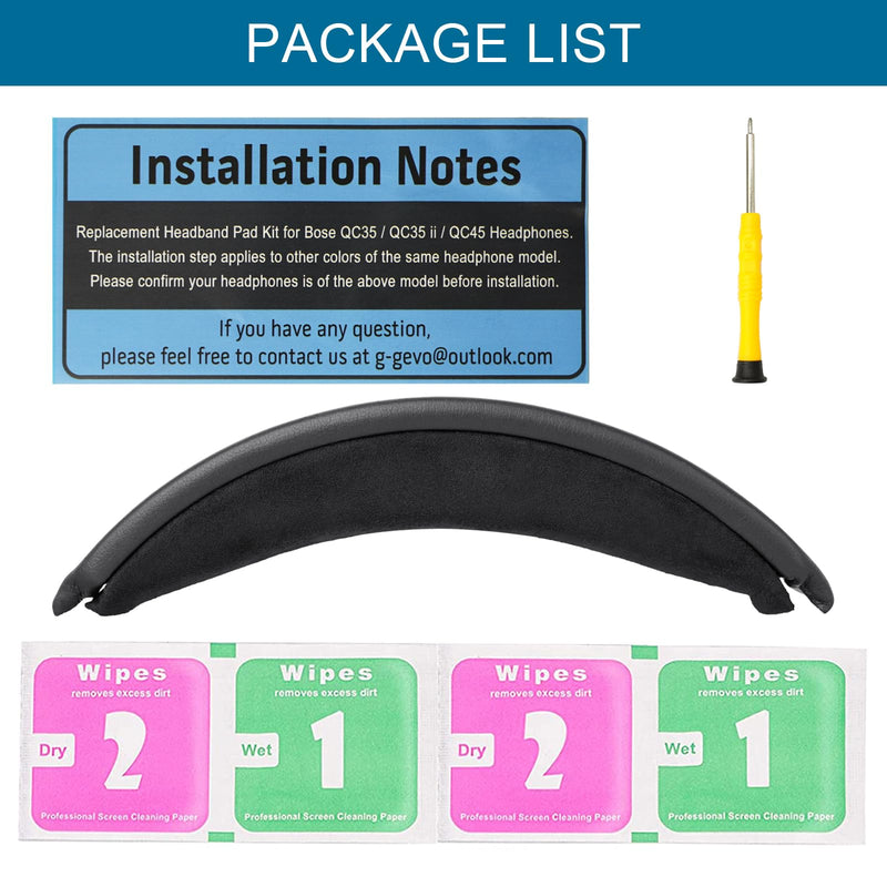 GEVO Headband Pad Kit Replacement for Bose QC35 & QuietComfort 35 II (QC35 ii) QC45 QuietComfort 45 Headphones, Easy to Install DIY Headphones Headband Repair Tools (Black) Black