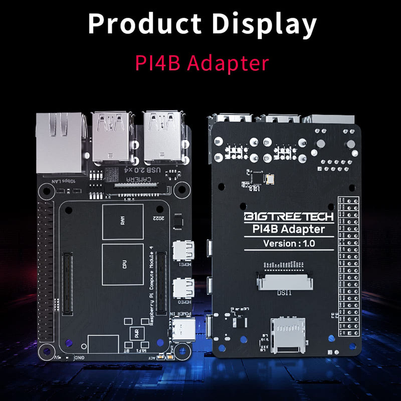 BIGTREETECH Pi4B Adapter V1.0 for Raspberry-Pi CM4, BTT CB1 V2.2/CB1 eMMC/CB2 Core Board Compatible SKR Mini E3 V3.0/SKR V1.4 Turbo/Octopus V1.1/Pro to Running Klipper for Voron/CoreXY/i3 3D Printer