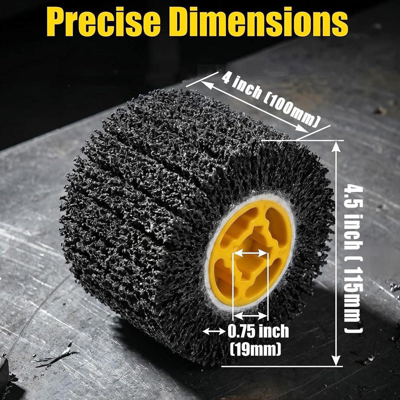 4.5" x 4" Abrasive Drawing Drum, 3/4" Quad Keyway Wire Drawing Wheels, 40 Grit Surface Conditioning Tools (Pack of 2)
