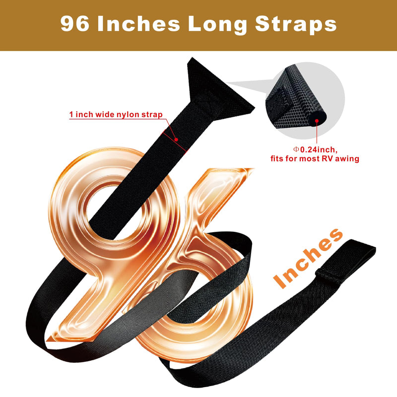 RV Awning Pull Straps,96 Inches Long Upgraded RV Camper Awning Parts Pull Down Straps Fits for Universal RV/Travel Trailer/Camper Awning,Patio Awning Pull Straps (1 Units) Black 1pcs