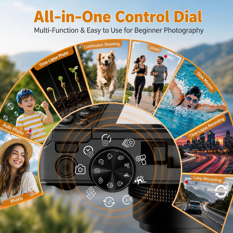 4K Digital Camera for Photography, 64MP Vlogging Camera for YouTube | Point and Shoot Camera with WiFi Sharing, 18X Digital Zoom, 3" 180° Flip Screen, 32GB Micro SD Card & 2 Batteries, Black
