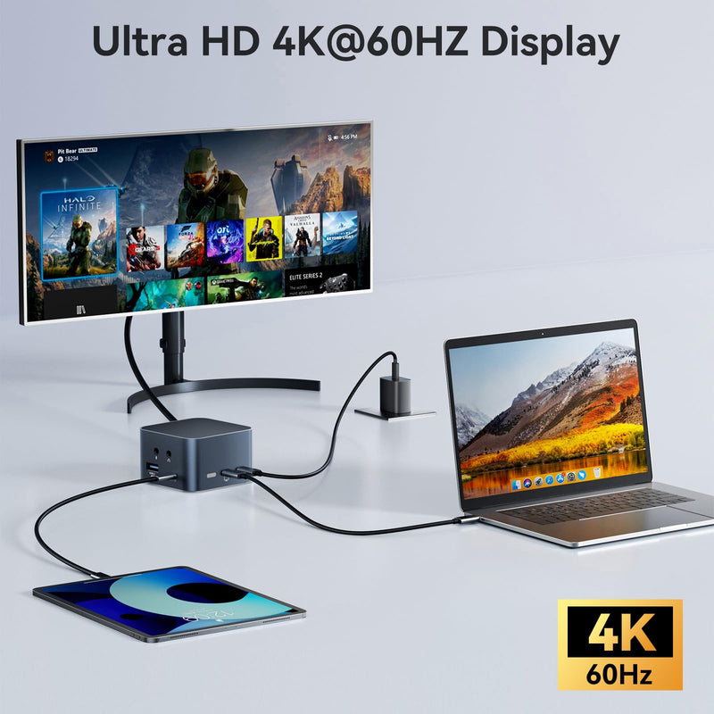 13-in-1 USB C Hub Multiport Adapter, USB C Docking Station | 4K@60Hz, 100W PD, USB A&C 3.2, High Speed Data Transfer(10Gbps), 2xUSB A 3.0, Ethernet, SD/Micro SD, Computer Peripherals