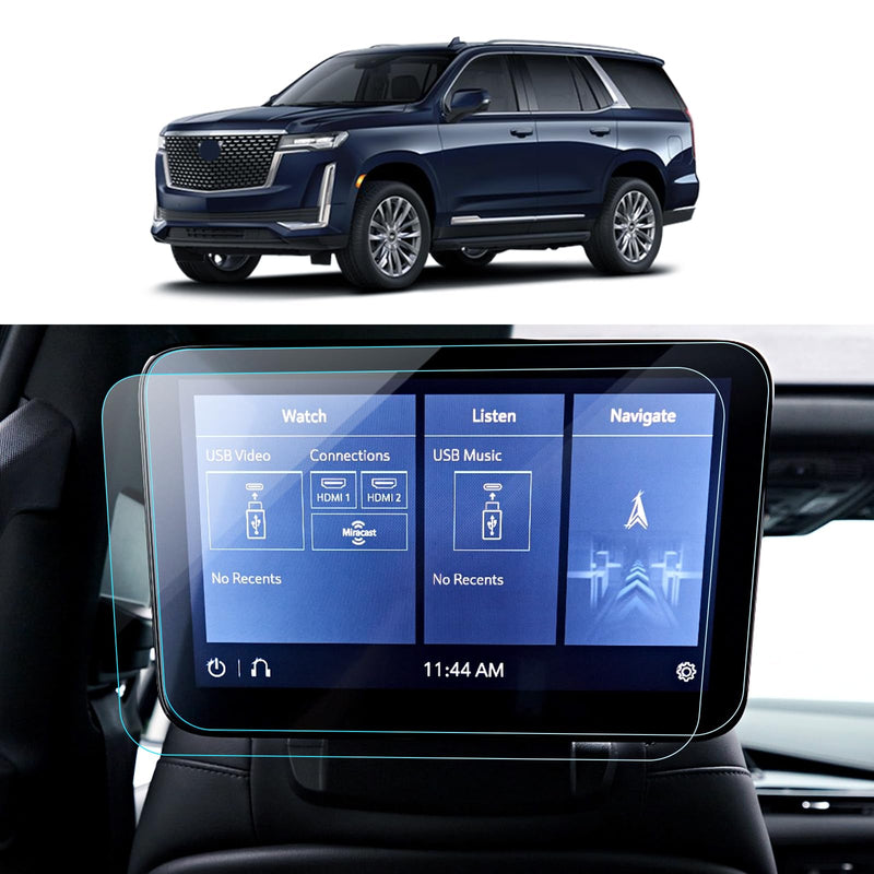 2PCS TV Screen Protector for 2021-2024 Cadillac Escalade & Yukon Denali & Tahoe Suburban Rear Seat DVD Media Touchscreen Protector Film Tempered Glass HD Clear 12.6’’ 2pcs for Cadillac Escalade Rear-seat Screen-Tempered Glass