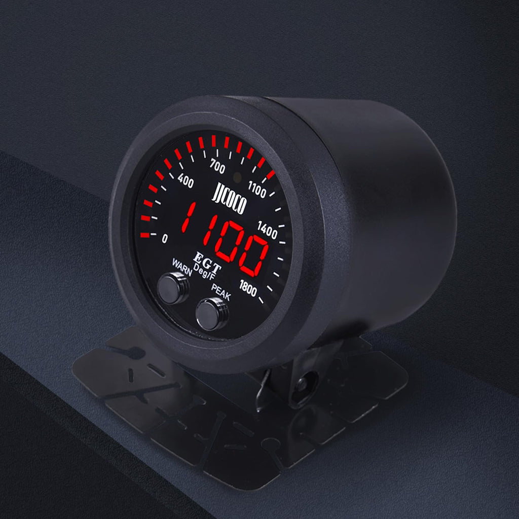 Exhaust Gas Temperature EGT Gauge Kit 2‑1/16in 52mm Ultra Thin 0‑1800℉ Red LED with Sensor and Dashboard Pod