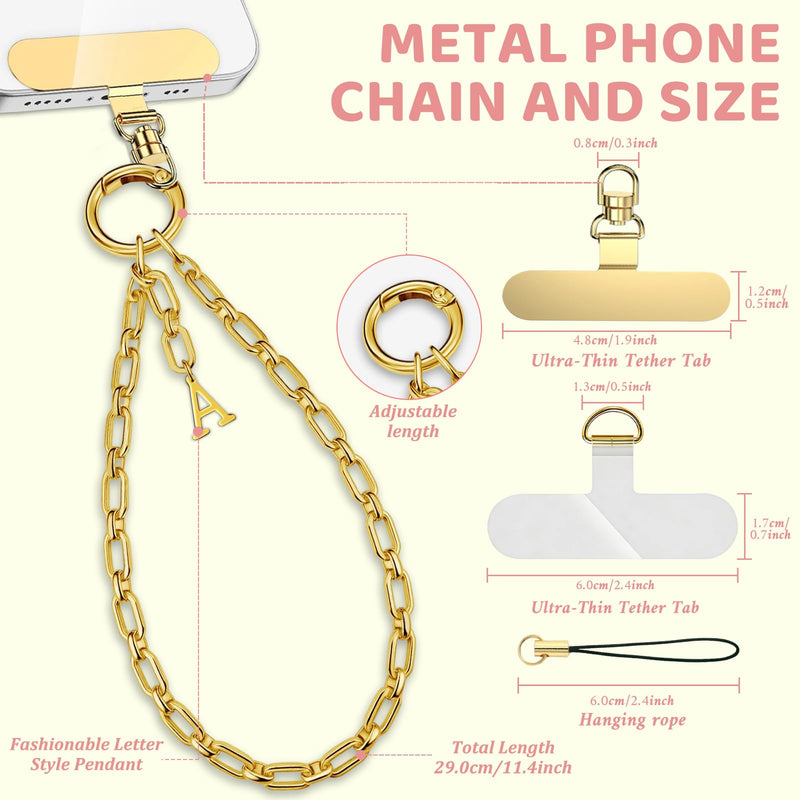 Phone Wrist Strap Phone Charm Strap Charm With Initial Metal Phone Chain Tab Adjustable length A