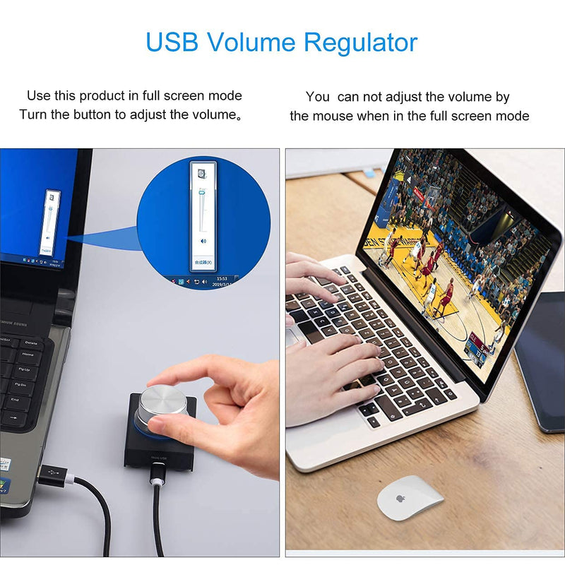 USB Volume Control, AIMOS Lnline Volume Knob Lossless Audio Computer with 6.57ft USB Cable Mute Volume Control and PC Speakers Switch Control Module for XP, MAC, Vista, Win 7, 8, 10, Android Etc