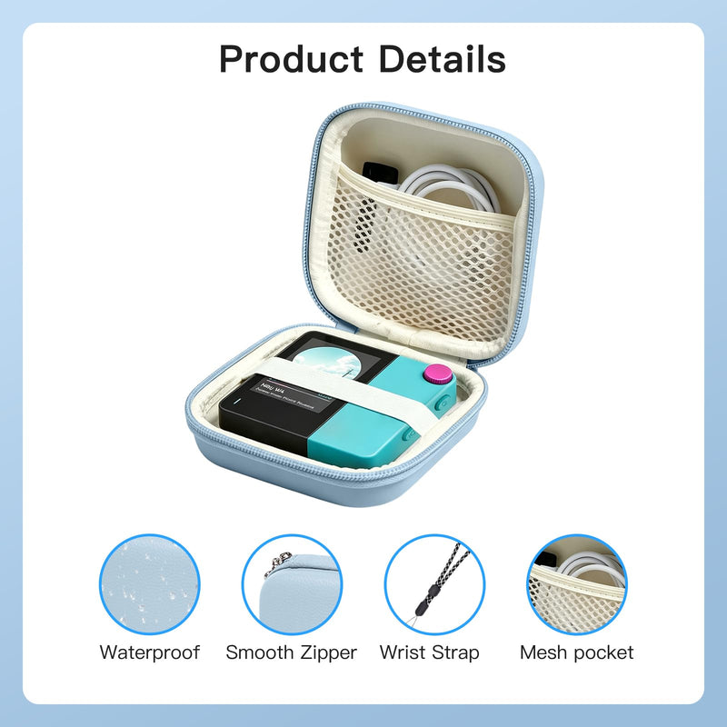 Carrying Case Compatible with HiBy W4 Bluetooth Headphone Amplifier, Hard EVA Protective Storage Case with Lanyard, Waterproof Shockproof Travel Bag, Blue