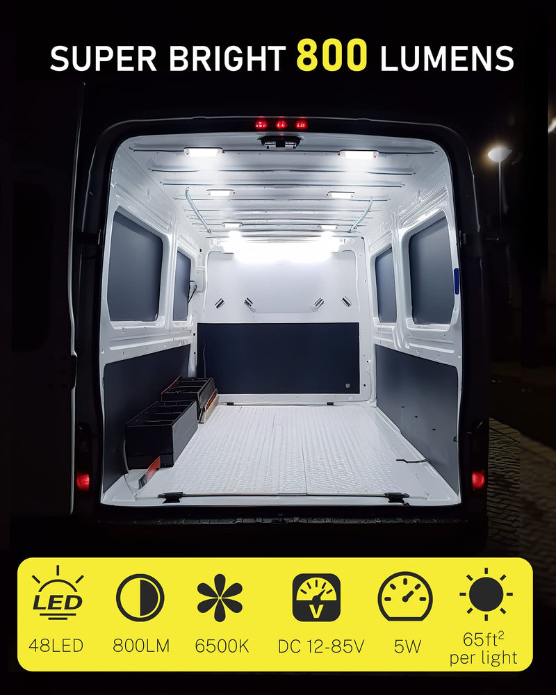 Dome Light for RV Interior, 48LED 800LM Ultra Bright 12 Volt LED White Lights, RV Ceiling Light with Switch Control, Ideal for Car Van Truck Camper Lorry Motorhome Boat(4 Pack) 48LED-4 PACK