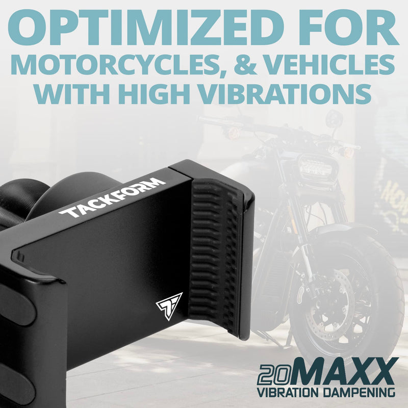 Tackform Enduro 20MAXX Vibe Phone Holder - Vibration Dampening - Spring Tension Optimized for Motorcycle and SXS Harsh Off Road Terrain | 20mm Aluminum Ball