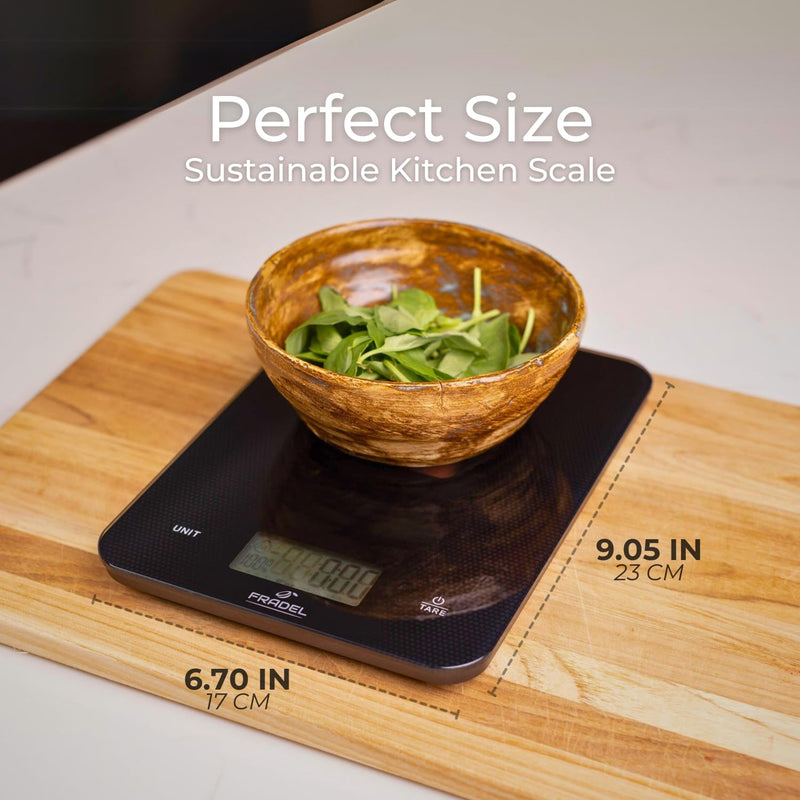 Fradel Solar Food Scale - No Batteries Required, 33lb, 1g Accuracy, Measures in Grams & Ounces