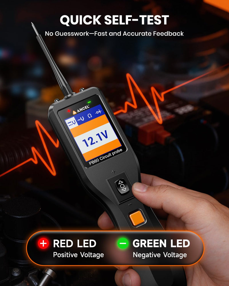 ANCEL PB60 Automotive Power Circuit Probe Tester, 12-24 V Car Electrical Diagnostic Tool with Component Activation Ohmmeter, Easy to Use, Suitable for DIY Enthusiasts, Garage, Trailer Wiring Repair