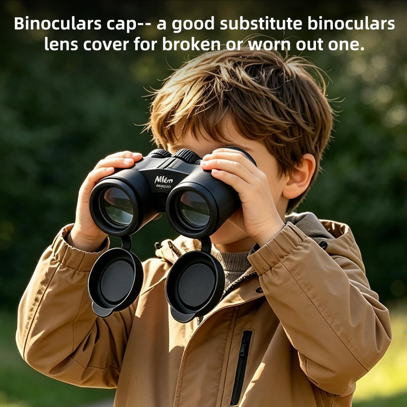 Binocular Lens Caps Set Compatible with Nikon 8x42 10x42, 42mm Rubber Lens Covers for 51–52mm Inner Diameter, Protective Objective & Eyepiece Cover, Black
