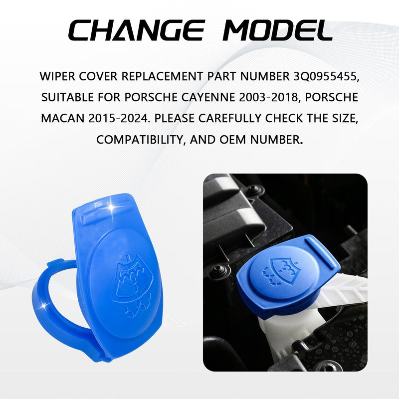 Windshield Washer Reservoir Caps, Tank Bottle Cap Cover Replacement, 3Q0955455 Wiper Fluid Cap, Car Accessories Windshield Washer Compatible with Audi, VW, Porsche Cayenne 2003-2018 (1PCS) 1PCS