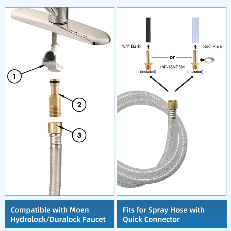 Universal Kitchen Side Sprayer Compatible with Moen Faucet, Kitchen Sink Faucet Sprayer Replacement with Quick Connector/Hose/Holder, Pull Out Sprayer Head Replacement, Easy to Install, Brushed Nickel One-button Type