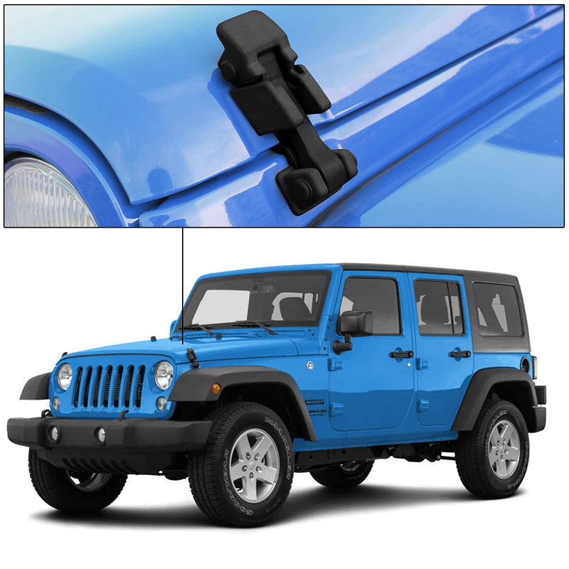 JeCar Hood Latches Factory Style Hood Catch Kits Exterior Accessories for Jeep Wrangler JK JKU 2007-2018, Black