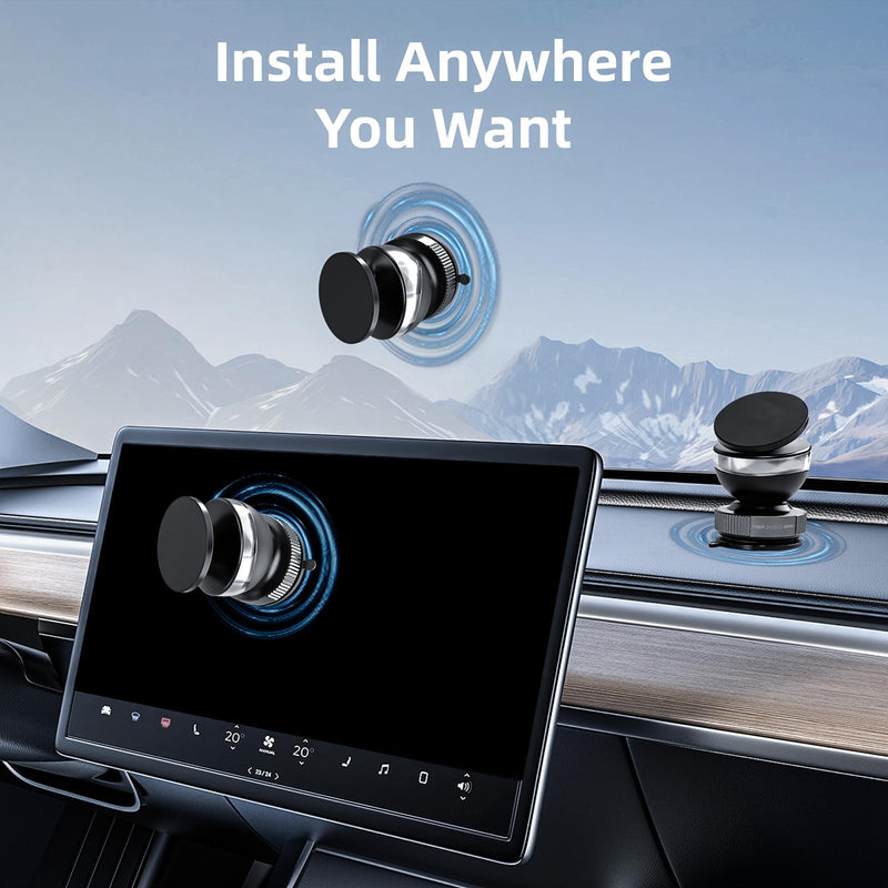 Magnetic Phone Holder, Vacuum Spherical Phone Mount for Car (Silver) | 360° Adjustable, Compatible for iPhone 17 Pro Max 16 15 14 13 12 Air Plus and Android