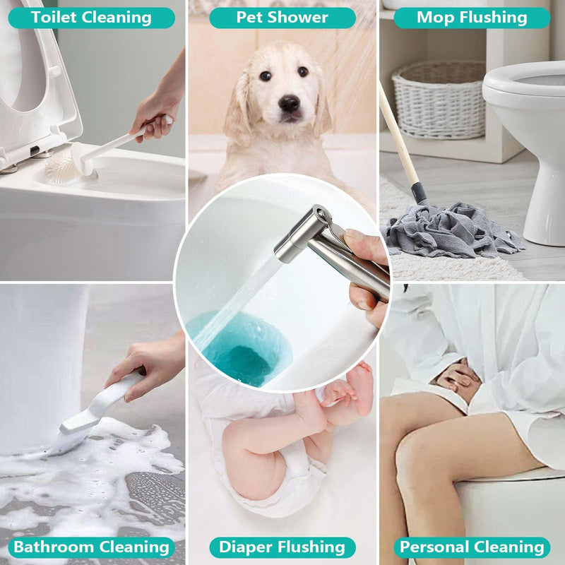 BARROCK Bidet Sprayer for Toilet, Handheld Jet Spray for Existing Toilets with Bidet Hose, Adjustable Water Pressure Muslim Shower, Stainless Steel Cloth Diaper/Feminine Wash Sprayer Brushed Nickel 1