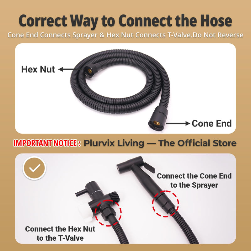 Handheld Bidet Sprayer for Toilet – Adjustable Water Pressure, Stainless Steel Jet Spray Kit with Bidet Hose - Feminine Wash, Muslim Shower, Diaper Cleaning (Black, 1 Set) Matte Black