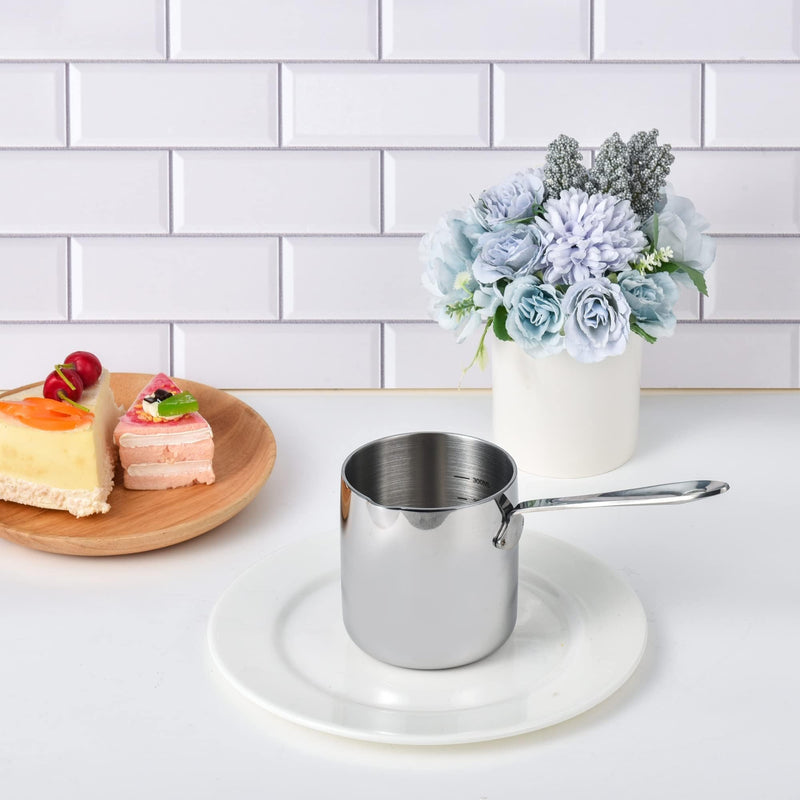 IMEEA 10oz / 300ml Butter Warmer Single-Serve Milk & Sauce Heating Pan 18/10 Tri-Ply Stainless Steel Mini Pot 10 fl oz