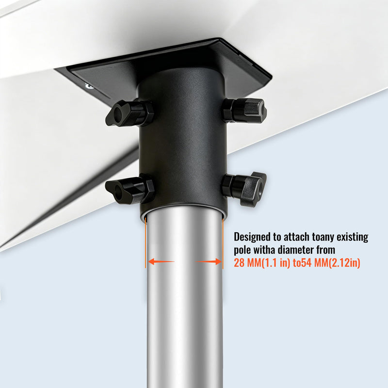 Pipe Adapter Wall Pole Mount for Starlink Gen 3/4/4X,Pole Mount Adapter kit for Roof & Outdoor for Starlink Standard Dish V3,for 1.1-2.1in (28-54mm) Pipe Black Pipe Adapter