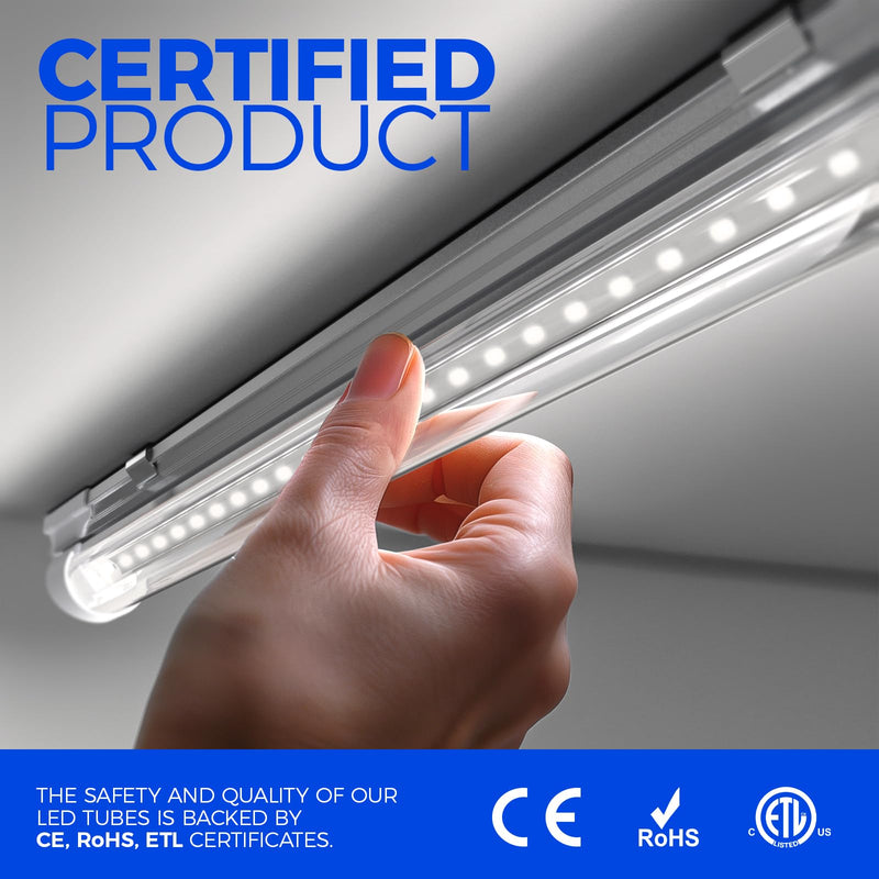 Barrina LED Shop Light 2FT, 20W 3000LM 6500K, T8 LED Light Fixture, Clear Cover, Ceiling and Utility Linkable Tube Lights for Room, Garage, Workbench, Warehouse, 2 Packs 2FT-2 Packs
