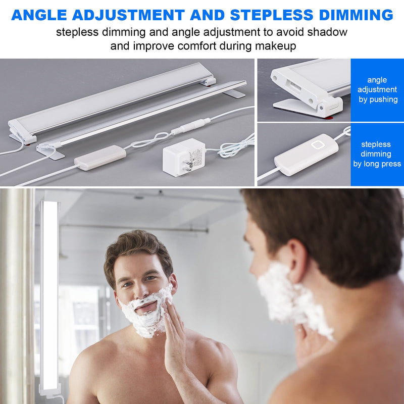 MY BEAUTY LIGHT Angle Adjustable LED Vanity Lights for Mirror, Bright Dimmable and Color Temperature Changeable LED Makeup Lights, Stick-on 24V Plug-in Bathroom Vanity Light Fixture 16.0 Watts