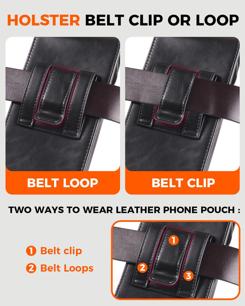 NINKI Belt Clip Holster for Samsung Galaxy Z Fold 8 Ultra 7 6 5 4 3 2 Bag with Card Holder & S Pen Slot & Stylus, Leather Cover Waist Holder Pouch for Samsung Z Fold 8 Ultra Case Holsters Belt, Black Galaxy Z Fold Holster