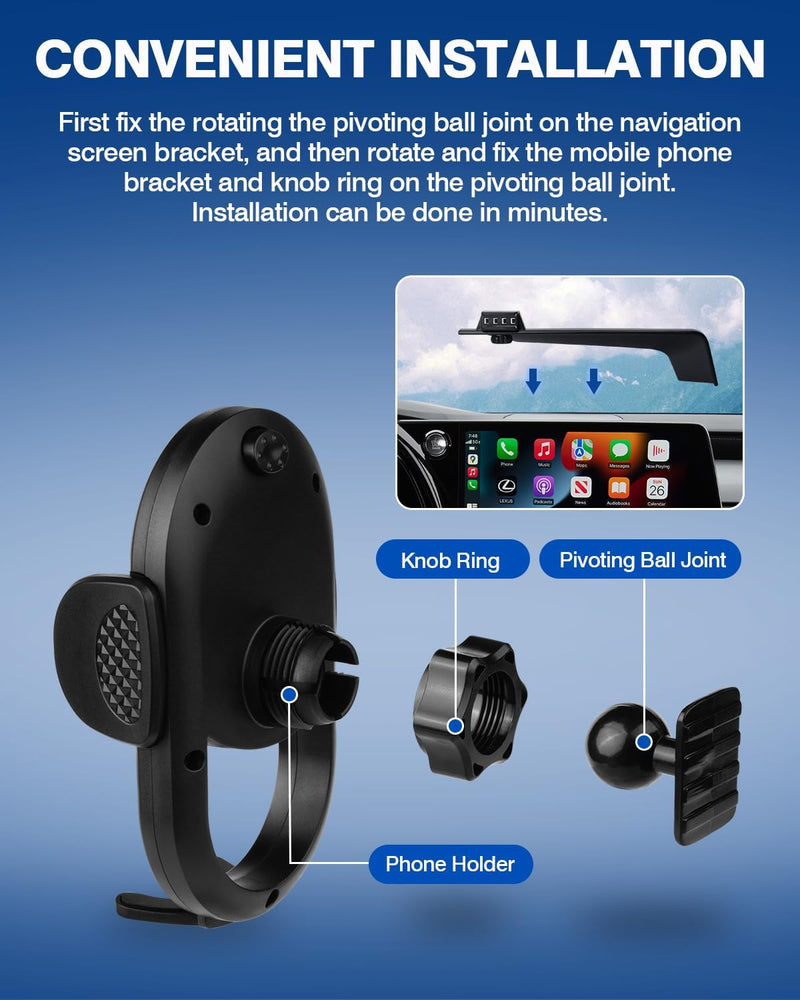 Autorder Car Phone Holder fit for 2023-2025 2026 Lexus RX RX350/RX350h/RX500h Accessories Phone Mount 14-Inch Screen Cell Phone Automobile Cradles Hands-Free 360° Rotation(Not for 9.8-Inch) 23 24 RX 14-Inch