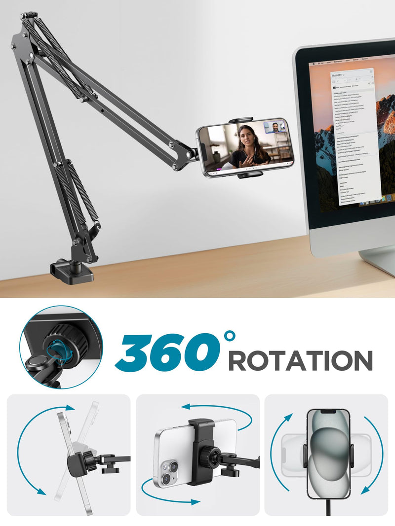 InnoGear Tablet Holder for Bed, Overhead Tablet Stand Phone Holder Tablet Mount for Desk 2 Clamps with Swivel Ball Head for iPad Kindle Switch Graphics Tablets 4-13" Devices