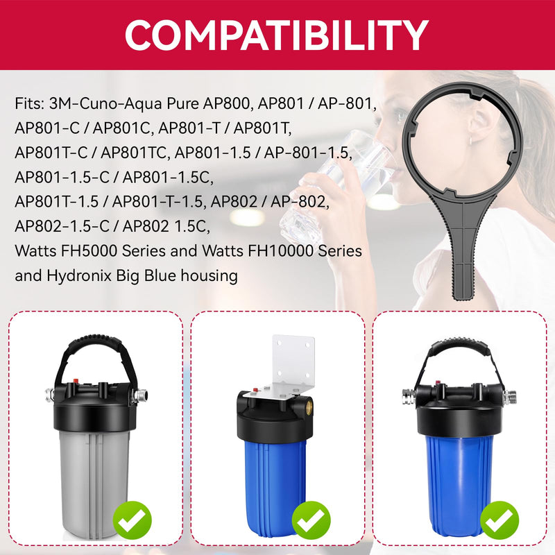 Heavy Duty Water Filter Wrench (6.38" Max Inner Diameter) for Big Blue-Style Filter Housings, Compatible with Most Water Filter Housings That Use 4.5" Diameter Filter Cartridges