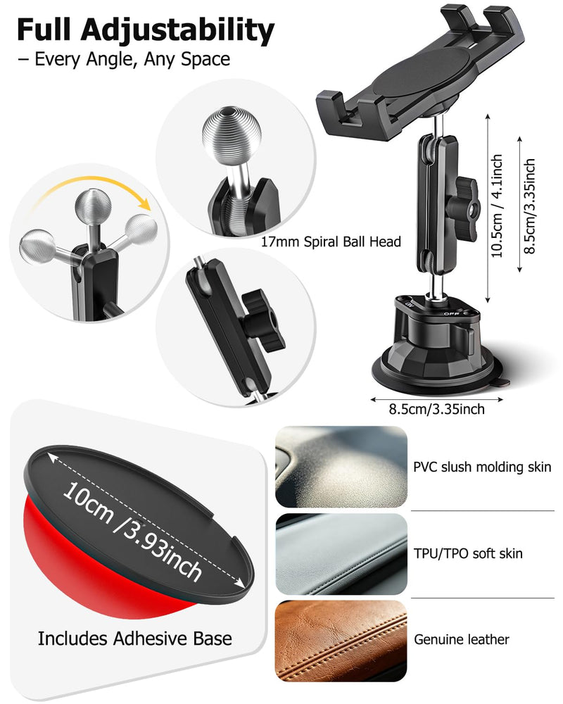 Tractor Tablet Holder Suction, Windshield Window Dashboard Mount | Ultra-Durable Metal Tablet Mount for Car Excavator Bulldozer with Aluminum Arm for Tablets & Phones, iPad, Galaxy Tab, iPhone