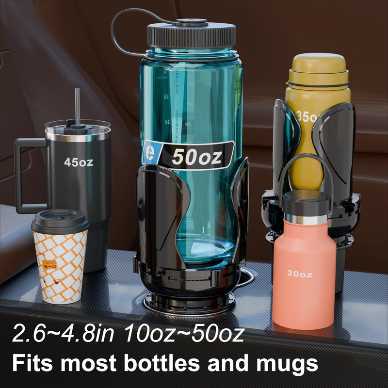 Car Cup Holder Expander, Cup Holder Extender Adapter with Expandable Arm and Adjustable Base, Compatible with Yeti Ramblers 14-64oz, Hydro Flasks 18-64oz Most Coffee Mugs Bottles & Cups CUP-1pack