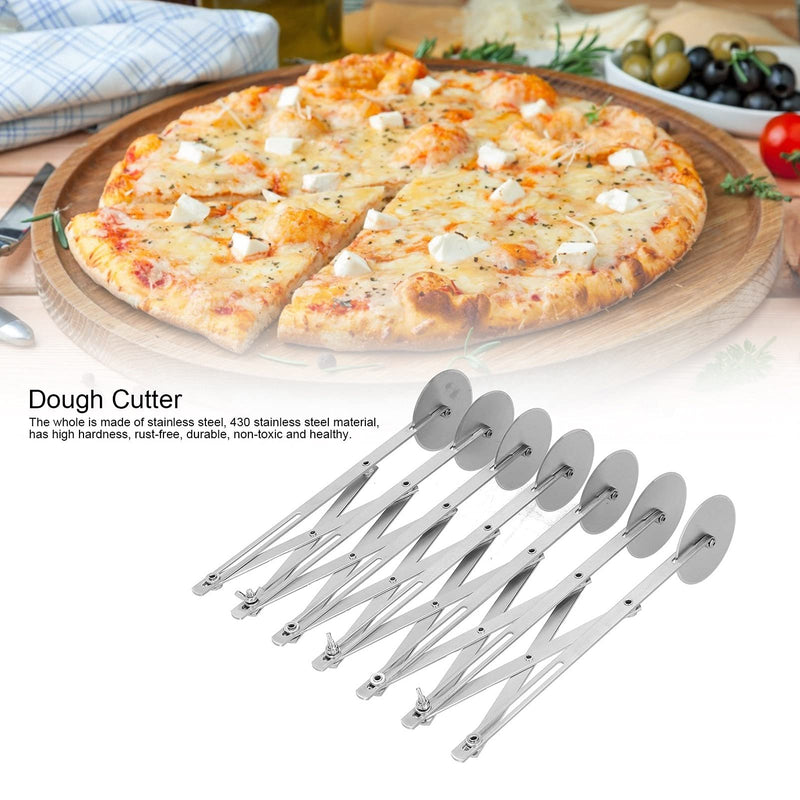 Mxzzand Pastry Cutter Pizza Wheel Dough Divider Adjustable Arm Rust‑Free High Hardness Stainless Steel Hotel Restaurant(Seven round pizza slice)