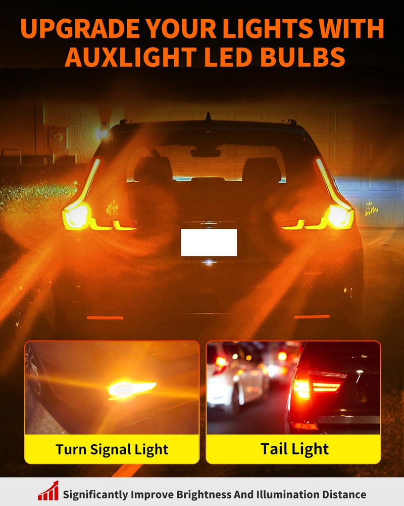 AUXLIGHT 1156 LED Bulbs 54-SMD 300% Super Bright BA15S 7506 1141 1003 LED Light Replacement for Car Truck Turn Signal Side Marker Lights & RV Camper Trailer Interior Lights, Amber Yellow(Pack of 6) 1156/ 7506/ BA15S