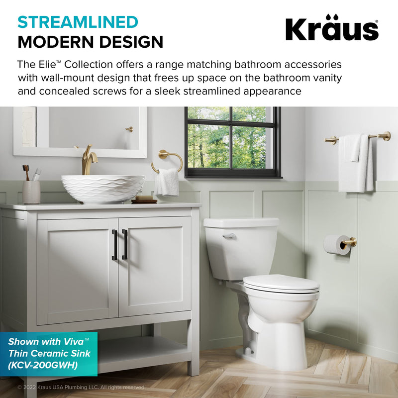 KRAUS Elie Bathroom Robe and Towel Hook in Brushed Gold, KEA-18801BG 3 5/8 Inch