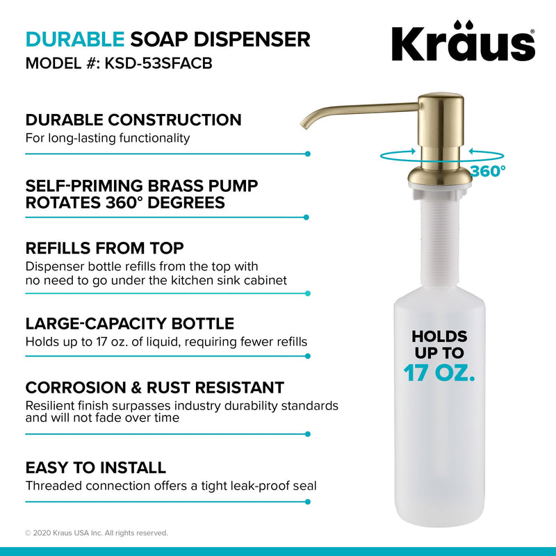  [AUSTRALIA] - KRAUS Boden Kitchen Soap and Lotion Dispenser in Spot Free Antique Champagne Bronze, KSD-53SFACB