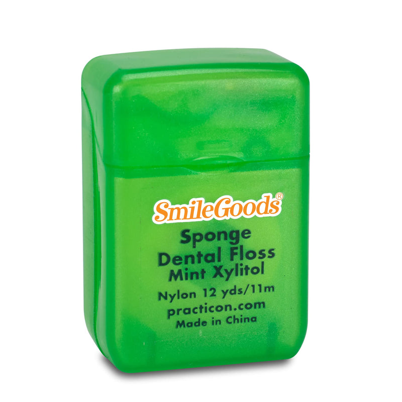 SmileGoods Sponge Dental Floss, 12 yds, Mint Xylitol, Bulk Pack of 72
