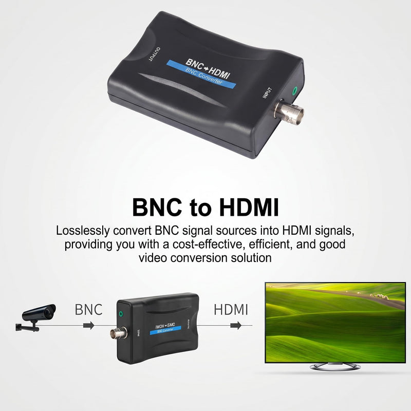 BNC to HDMI Converter, 1080P HD Adapter for Surveillance Monitor | 3D Anti-Jitter & Smearing, DCDI Fixes Jagged Edges, Scaler SD to HD, I2S Audio, 24/7 Stable for Surveillance & Industrial Use