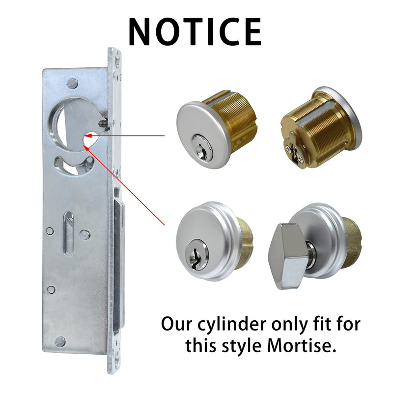 Brass Mortise Cylinder Lock Commercial storefront Door Lock Mortise cylinders Compatible with Adams Rite Kawneer and Vistawall deadbolts Comes in 2-Pack Silver with Matching Keys 1 Set,Keyed Both Sides