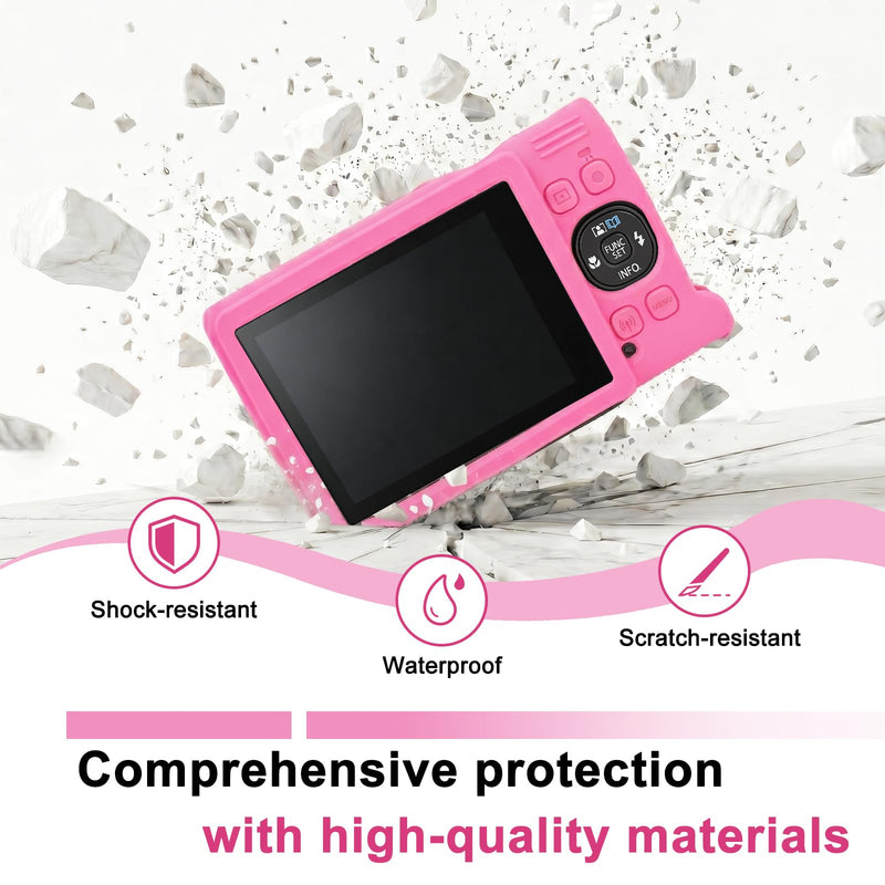 Case for Canon PowerShot IXY 650 / ELPH 360 HS/IXUS 285 HS Camera | Soft Silicone Protective Camera Cover with Removable Lens Cap, Includes 2 Screen Protectors & Wrist Strap (Hot Pink) Hot Pink