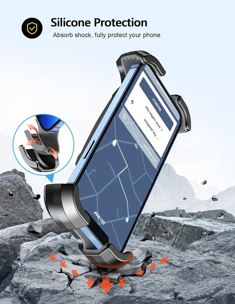 Motorcycle Phone Mount, Upgrade [Never Fall Off] [0 Shake] Bike Phone Mount, [3s Put & Take] 360° Rotatable Phone Holder for Motorcycle Bike Bicycle Scooter Compatible with Cellphones 4.7-6.8” 4.7-6.8" phones