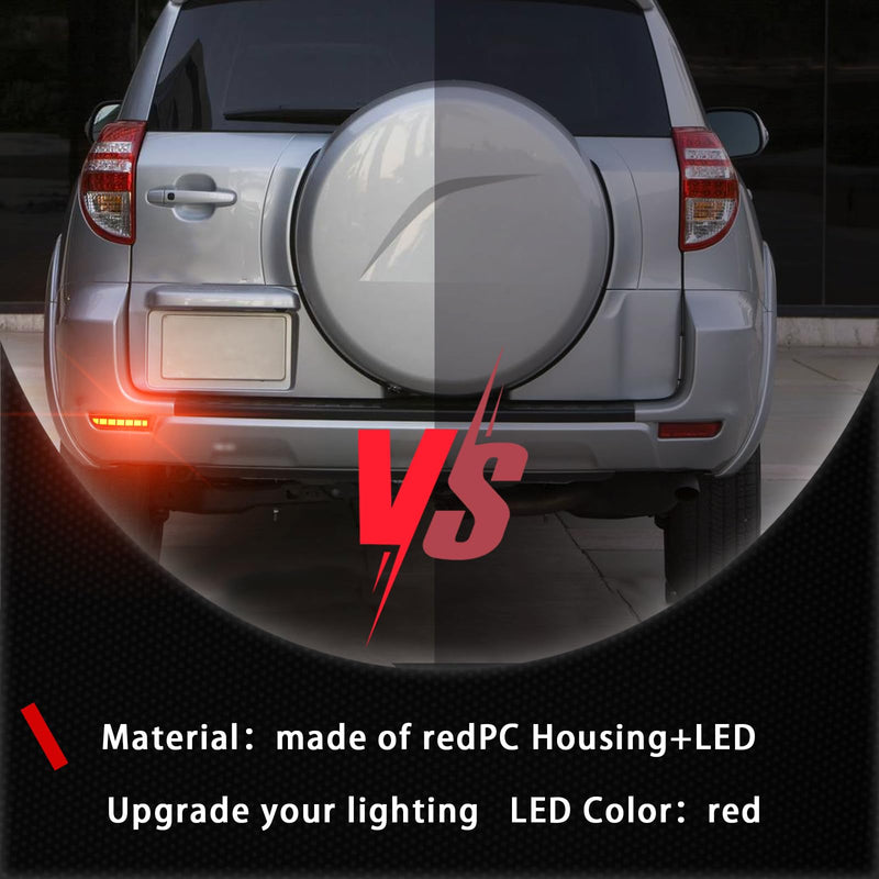  [AUSTRALIA] - Full LED Rear Bumper Reflectors Fog Brake Tail Light Lamps Compatible with Toyota Rav4 2006-2012/Scion xD 2008-2014 Turn Signal Feature Accessories (Red) Red