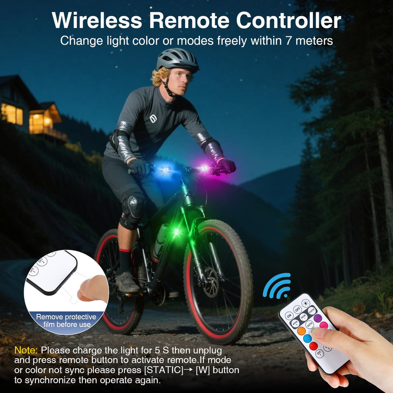 LECART Wireless LED Strobe Lights with Remote Control, 8 Colors USB Rechargeable Waterproof Anti-Collision Warning Lights for Car, Motorcycle, Bike (2 Pcs) 2P Led Strobe Light